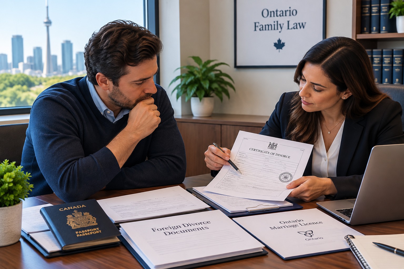 Lawyer reviewing a foreign divorce that may not be recognized in Canada